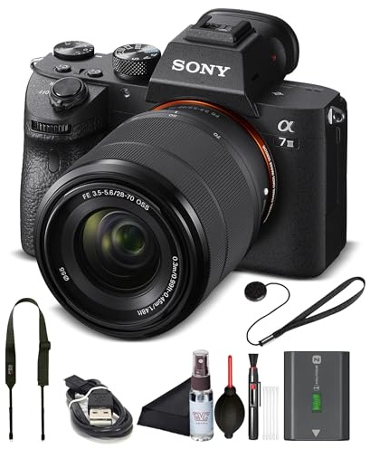 Sony Alpha 7 III Full Frame Mirrorless Camera Kit with 28-70mm Lens | 24.2MP Digital Camera for Professional Photography and 4K Video (ILCE7M3K/B) Bundle