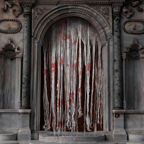 Purple Star 3Pcs Halloween Doorway Curtain- 65x39 Inch Door Curtain Decorations with Bloody Prints- Bloody Creepy Cloth for Scary Halloween Party Haunted House Entrance Decor