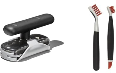 OXO Good Grips Twisting Jar Opener with Basepad, Black, One Size & Good Grips Deep Clean Brush Set - Orange