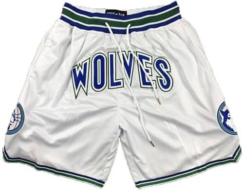 MCQOmcil Timberwolves Basketball Shorts for Herren, hochelastisch, atmungsaktiv, Sporthose, Basketball Trainings Shorts, schnell trocknend, mit Taschen(B,S)