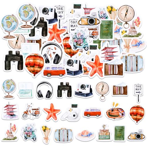 46 Stücke Scrapbook Aufkleber - Kleine Reise und Welt Themed Dekor für Journaling, Notebook, Wasserflasche, Album, Telefon Fall, Laptop - Zubehör