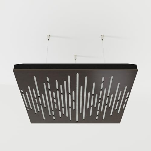 2-pack – akustisk ljudabsorberande diffusionspanel i tak med sammetstyg och monteringssats | 50 x 50 x 5 cm | akustisk molnpanel | akustisk behandling i hemmet [Våg – Wenge | vit]