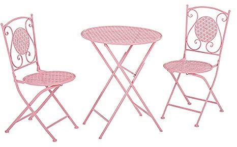 CCKUHN Klapptische und -stühle, Couchtisch aus Schmiedeeisen für den Außenbereich, tragbarer Kleiner runder Tisch im europäischen Retro-Stil für Balkon/Terrasse/Garten (D)