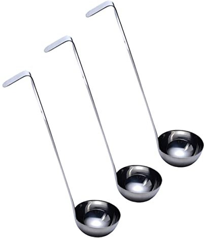 SECFOU Louches Ustensiles Robustes pour Soupe Lot de 3 en Acier Inoxydable Argenté Poignée Longue, Cuisine Service Sûr