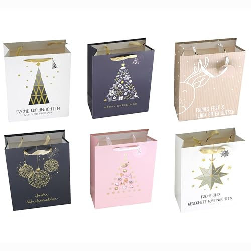 12 x Geschenktüten aus Papier für Weihnachten (18 x 23 x 10 cm) B/H/T)