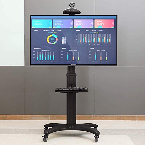 DRFGNF Chariot TV Mobile à étagères, Support TV Universel au Sol avec roulettes pour écrans Plats LCD LED OLED Plasma de 32 à 65 Support TV réglable en Hauteur