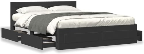 Festnight Bett 160x200 cm mit Stauraum Bettgestell Holz mit Schubladen Holzbett Jugendbett Doppelbett Einzelbetten mit Kopfteil Bettkasten Bettrahmen Schlafzimmer Bett Jugendzimmer