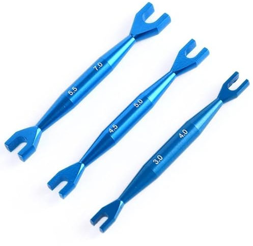 Dorccsi 3Pcs Small Wrench Set 3-4mm 4.5-5mm 5.5-7mm Double End Alloy Rc Turnbuckle Wrench, Universal Spanner Open End Small Precision Spinner‌ Set Repair Tool for RC Crawler Car‌