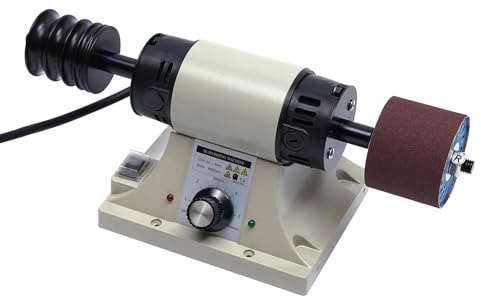 350W Elektrische Leder Kantenschleifer Leder Polier mit Holzbrennrad- und Schleifgürtel 0-8000rpm Einstellbare Geschwindigkeit Doppelschleifer mit robustem Standfuß, für die Holzbearbeitung