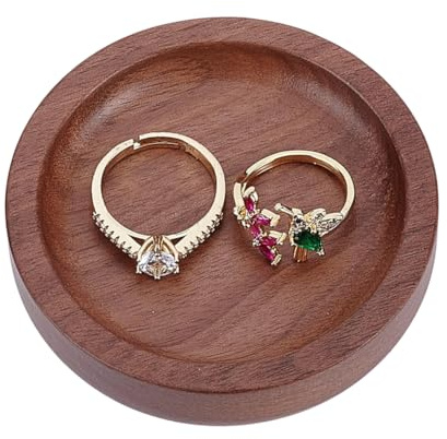 HOBBIESAY 1 Stück Kleines Rundes Ringtablett Aus Holz Kamel Hochzeitsringhalter Organizer Mini Schmuckständer Für Halsketten Armbänder Hochzeitsfeier Dekoration Jubiläumsgeschenk