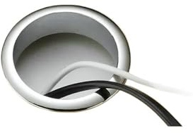 3 cavi da tavolo in lega di zinco, passacavo rotondo, copertura per PC, supporto per cavi, armadio, foro per mobili decorativi (argento, 45 mm)