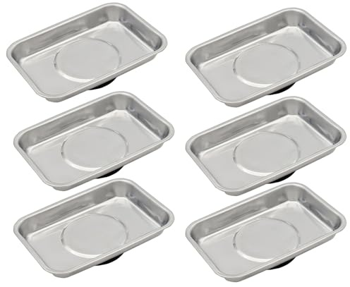 VASTOOLS Bandeja magnética de 6 piezas, juego de 95 x 65 mm, carcasa magnética de acero inoxidable, sujeción de tornillos, brocas y clavos, imán de alto rendimiento, cuenco magnético grueso