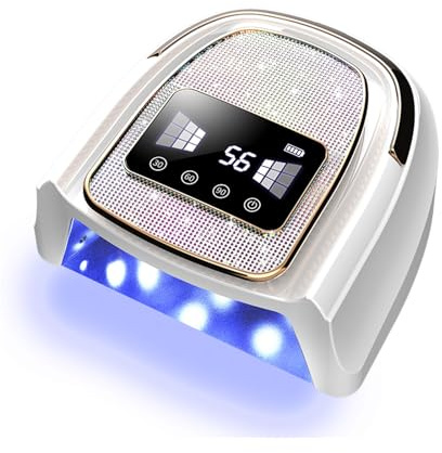 Asimebesty Lampe UV Ongles Gel, 120W Professionnel Lampe à ongles UV LED Rechargeable, Sèche Ongles avec Capteur Automatique, LCD Ecran, 4 Minuteries pour Vernis Semi Permanent, Gel et Vernis AS-2502W