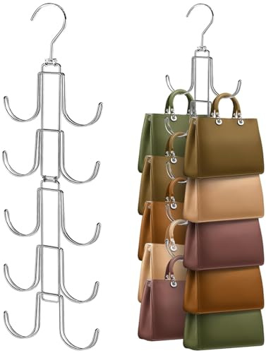 CharmBurst Handtaschen Organizer Für Schrank, Verbesserter Handtaschen Aufhänger Mit 10 Großen Haken, 360 Grad Drehung Für Bessere Organisation Und Präsentation