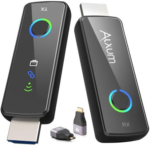 Alxum Transmisor y Receptor HDMI Inalámbrico, Streaming Sin Cables 1080P@60Hz Desde PC/Portátil a TV/Proyector, 50M de Alcance, Plug & Play para Gaming y Reuniones de Negocios