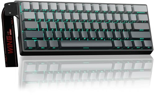 AULA WIN60 HE Mechanical Gaming Keyboard Wired,Hall Effect Magnetic Switches,Adjustable Actuation Rapid Trigger,8K Polling Rate,RGB Backlight,Side Printed,60% Percent Keyboard for Mac/Win (Grey)