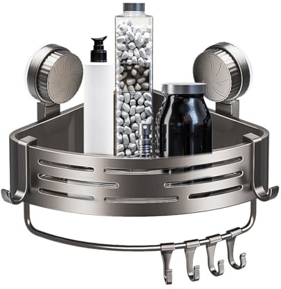 Suction Cup Shower Shelf | Suction Cup Triangle Shower Storage Rack - Organizer Space Saving for Toilet Bathtub Sink Kitchen Bathroom Restroom Dorm Laundry Room Shampoo Apartment