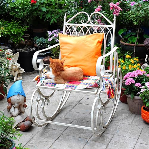 Sedia a dondolo per esterni, struttura in ferro battuto, nessun montaggio richiesto per giardino, patio e balcone