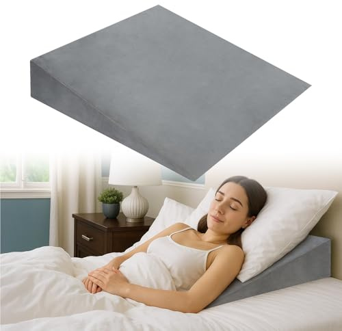 GREENSAPPIRE Premium Keilkissen für Bett & Sofa – 2-Zonen-Komfortsystem | Reflux- & Schlafhöherlagerungskissen | Ergonomischer Matratzenkeil | Lesekissen, Rückenstützkissen & Beinkissen (Gray 65cm)