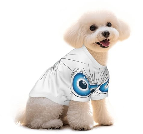 Evil Eye Printed Everyday Soft Cotton Dog Short Sleeve T-Shirt For Chihuahuas & Teacup Puppies & Small Dogs Breeds Stretchy Cat Outfit