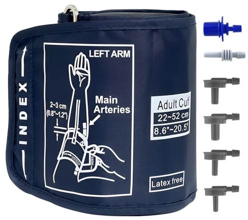 Manguito de presión arterial extragrande de 22-52 cm, correa de presión arterial eléctrica universal ajustable con 6 conectores XL, reemplazo para monitores de uso doméstico para adultos