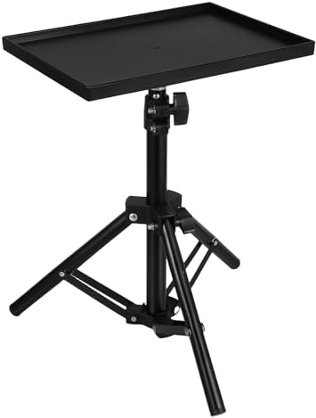 JEWEDECO Soporte para Proyector Portátil de Pie Ajustable, Trípode Telescópico de 49 Cm Bandeja Antideslizante Abs y Hierro, Tamaño Pequeño 30-50 Cm para Escritorio, Suelo y Cama