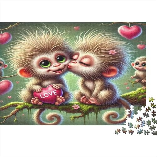 Affen Puzzle Zuneigung 1000 Teile Recyceltes Papier für Erwachsene unmögliches herausforderndes Spiel Heimaktivität Geschenk für Frauen und Männer 70x50cm/1000pcs
