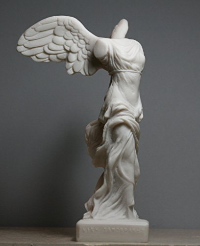 Bevingad Nike Victory of Samothrace grekisk gudinna alabaster staty skulptur 7,8 tum