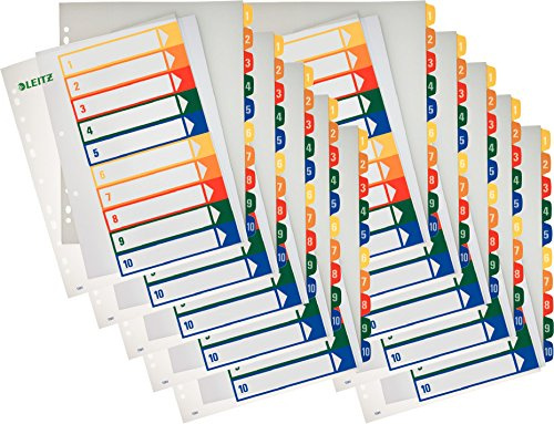 10er Pack Leitz 12930000 PC-beschriftbares Register (Polypropylen, 1-10, A4) mehrfarbig