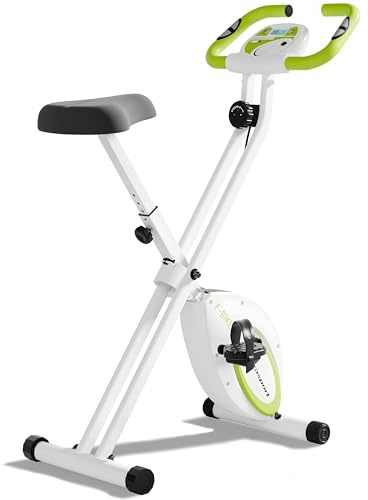 Ultrasport F-Bike, F-Rider Basics, cykeltränare, fitnesscykel LCD träningsdator, hopfällbar motionscykel, Max. Användarvikt 110 kg, pulsmätning, 8 motståndsnivåer, trimhjul, Grön