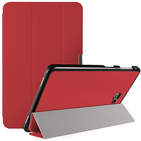 Simpeak Hülle kompatibel für Samsung Galaxy Tab A 10.1 Zoll 2016 SM-T580/T585, Ultra Dünn Schutzhülle mit Standfunktion und Auto Schlaf/Wachen, PU Leder Case - Rot
