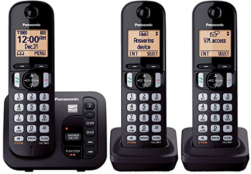 Panasonic KX-TGC253B DECT 6.0 3-Handset Landline Telephone with Answering Machine (Renewed)