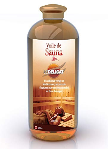 Camylle - Voile de Sauna Le Délicat - Fragrances à base d’Huiles Essentielles 100% Pures et Naturelles pour Sauna - Aux arômes d'agrumes sur une douce tonalité de fleur d'oranger - 1000ml