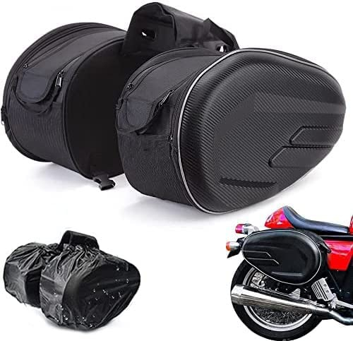 JFG RACING Borse Laterali Moto, Borsa Posteriore Moto,Zaino 36L-58L,Coppia di borse laterali grandi espandibili Impermeabili -Nero
