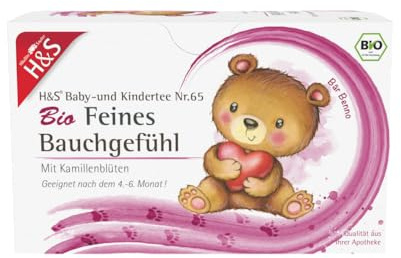 H&S Baby- und Kindertee Nr. 65 - Bio Feines Bauchgefühl, 20 Beutel à 1,5 g: Zur Anwendung bei Kindern nach dem 4.-6. Monat (ca. 8 kg Körpergewicht) - Mit zarter Kamillenblüte und süßfruchtigem Apfel