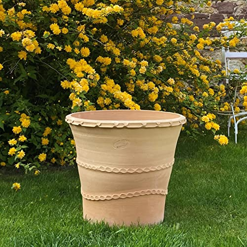 Palatina-Keramik | großer hoher Blumentopf aus Terracotta | 40 cm | frostfester Pflanzkübel Übertopf aus Kreta |t zum Bepflanzen Garten Outdoor Acanthus