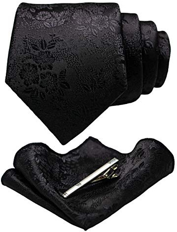 JEMYGINS Herren Blumen Krawatten und Einstecktuch Sets mit Krawattenklammer erhältlich