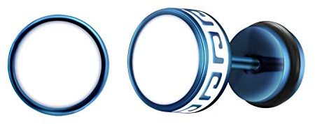 Feilok Boucles d'oreilles pour femme et homme - En acier inoxydable - Faux plug tunnel, 8 mm, Acier inoxydable
