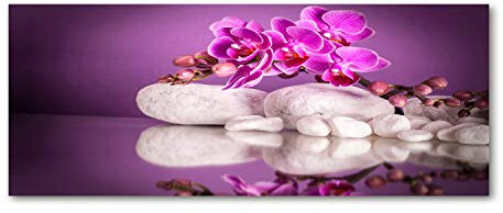 Tulup Glas-Bild Wandbild aus Glas - Wandkunst - Wandbild hinter gehärtetem Sicherheitsglas - Dekorative Wand für Küche & Wohnzimmer 125x50 - Blumen & Pflanzen - Rosa Orchidee - Rosa