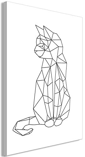 murando - Wandbilder Abstrakt 40x60 cm 1 tlg - Wand Deko Vlies Leinwand Bilder Groß Wanddeko Wohnzimmer Schlafzimmer Kunstdrucke - geometrische Zeichnung schwarz weiß Tier Katze