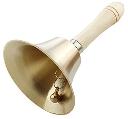 Sopcone Handglocke, extra laut, massives Messing, mit Holzgriff, vielseitig einsetzbar für Schule, Kirche, Hotel, Weihnachten und Hochzeitsservice (11 cm)