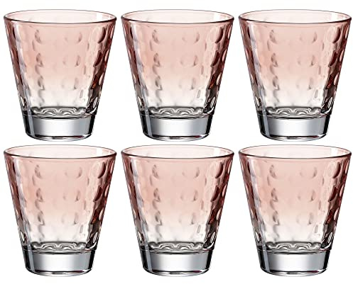 Leonardo Optic Trink-Gläser 6er Set, spülmaschinenfeste Wasser-Gläser, bunte Trink-Becher aus Glas, Getränke-Set, orange, 215 ml, 025896