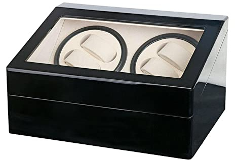 WindWilder Automatische Uhrenbeweger Box, Luxuriöser automatischer Uhrenwender Uhrenvitrine für Automatikuhren, Watch Winder Box mit 4 Uhrenbewe + 6 Uhren, Drehen Mute Uhrenbeweger Display Box