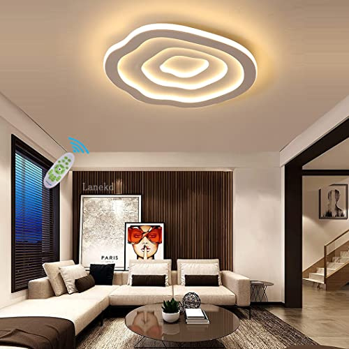 Lanekd Wohnzimmerlampe LED Deckenleuchte Weiß Deckenbeleuchtung Modern Wolke Leiter Designer Deckenlampe Dimmbar 30w Schlafzimmerlampe Für Esszimmer Flur Büro Rund Decken Leuchten (Ø60cm)