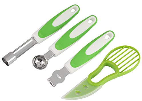 YESYZX 4 pcs Kitchen Gadget Set Fruit Tool Avocado Knife, Core Device,Fruit Scoop, Lemon Planer Melon Baller Scoop