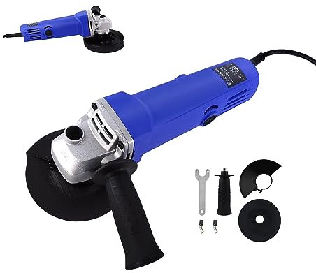 Amoladora angular, 550 W, disco de 115 mm de diámetro, 1200 rpm, 1,81 kg, cable de 1,8 m, lijadora para separar, lijar y pulir rápidamente (mango adicional antivibración, cubierta protectora)