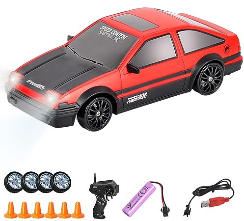 RC Drift Car - 1:24 Remote Control 4WD Electric Racing Toy - 2.4GHz 15KM/H Mini Model High Speed Drifting - Gift for Boys and Girls Teens (#01)