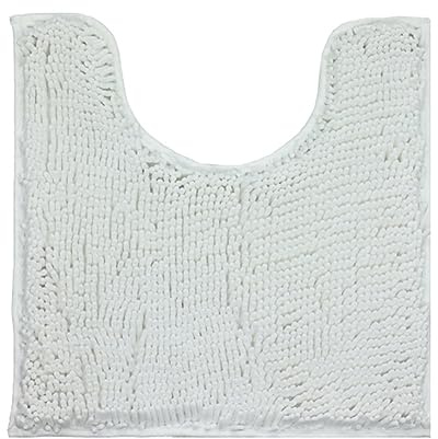 Reyox Alfombrillas de Baño Felpilla Suave, Alfombras Baño Antideslizante Absorbente Lavable, Tapete WC en Forma de U Blanco 50x50cm