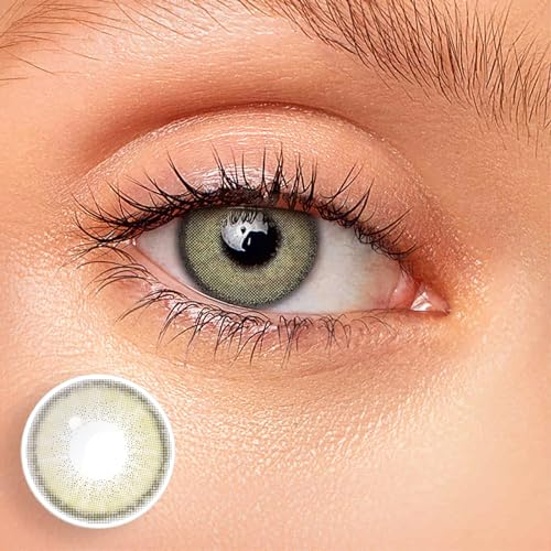 Kontaktlinsen farbig Stärke | farbige 1-Monatslinsen | weiche Linsen | 2 Stück Farblinsen + Linsenbehälter | Dioptrien | natürliche Farben | Nimmerland grün (-5.50 Dioptrien,Nimmerland grün)