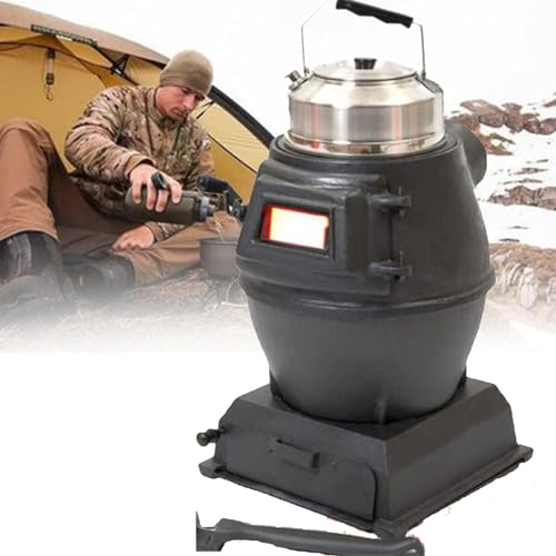 DPQYJPP Estufa de Camping de Hierro Fundido, Estufa de leña portátil, Mini Estufa de Combustible múltiple para calefacción Interior y Exterior/Camping/Cocina